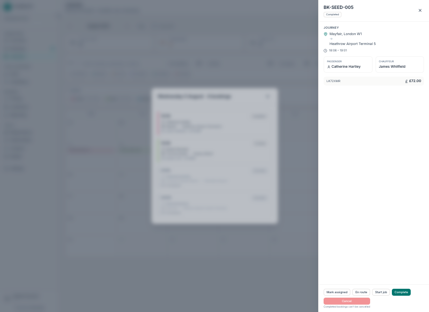 Day panel with booking detail